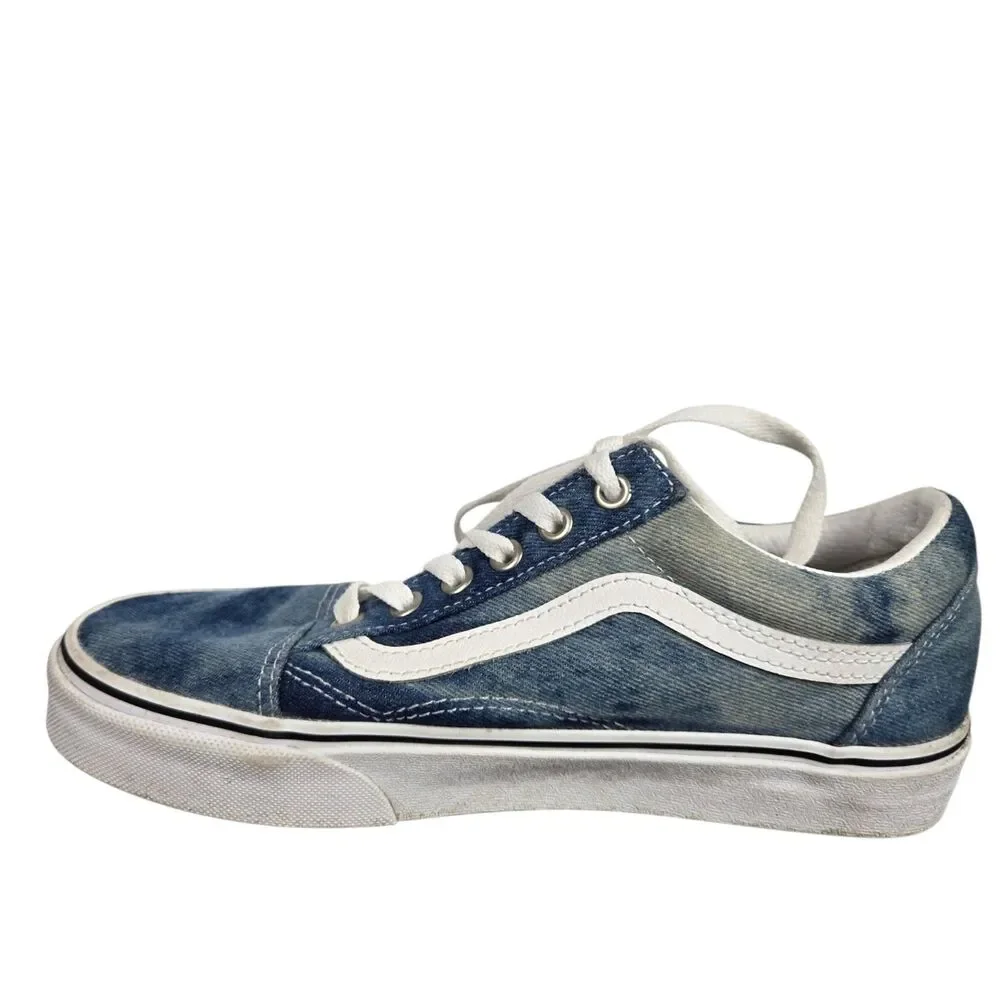 Vans Old Skool Acid Denim Skate Shoes Sneakers W 7.5 M 6 Blue White